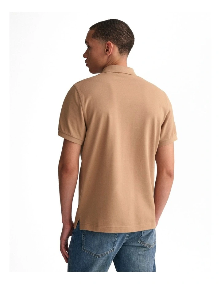 Regular Fit Shield Pique Polo Shirt in Warm Khaki