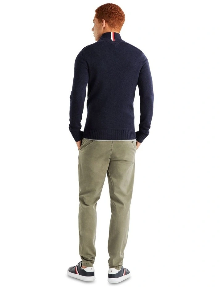 Multi Heather Merino Zip Mock Knit in Navy