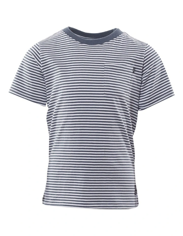 Pocket Stripe Tee (3-7 Years) in Blue