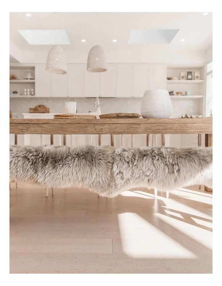 Long Wool Sheepskin Rug Double in Grey