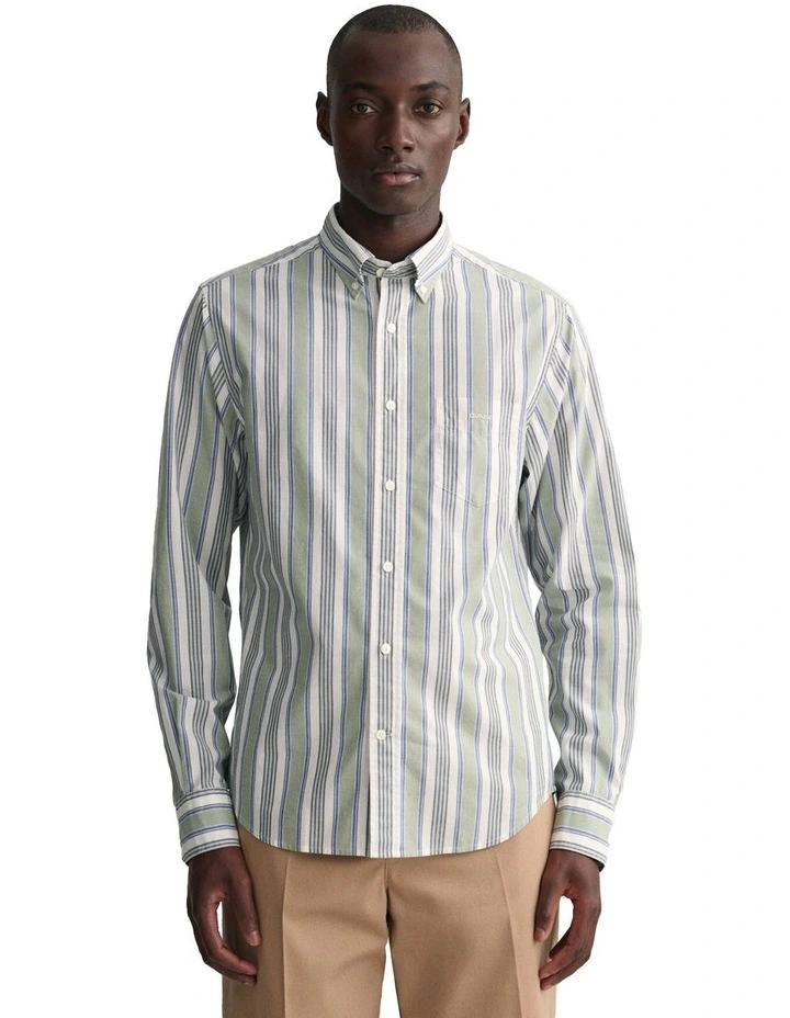 Colourful Stripe Long Sleeve Shirt in Green
