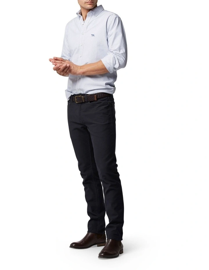 Gunn Oxford Stripe Sports Fit Shirt in Royal Blue