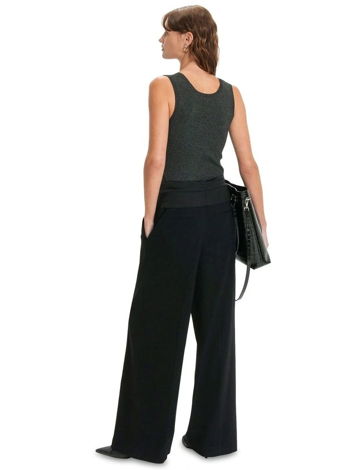 Scoop Neck Ribbed Tank in Charcoal Melange