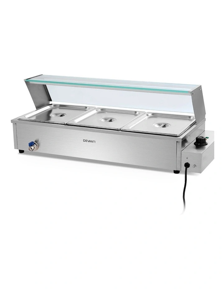 Commercial Food Warmer Bain Marie With 3 Electric Buffet Pans