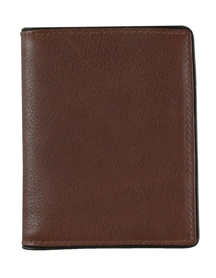 RFID Two-Colour Pebble Grain Leather Card Holder in Tan