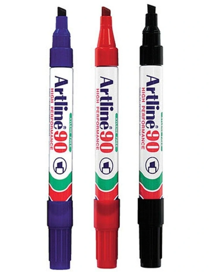 90 Permanent Marker 5mm Chisel Nib 3 Pack in Multi