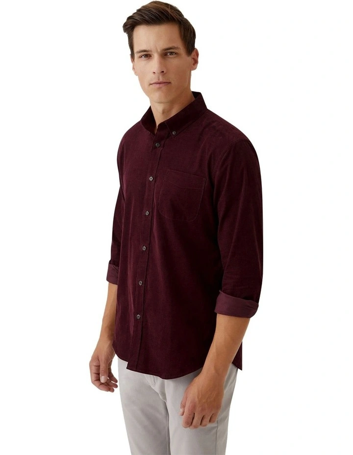 Portland Corduroy Cotton Shirt in Port