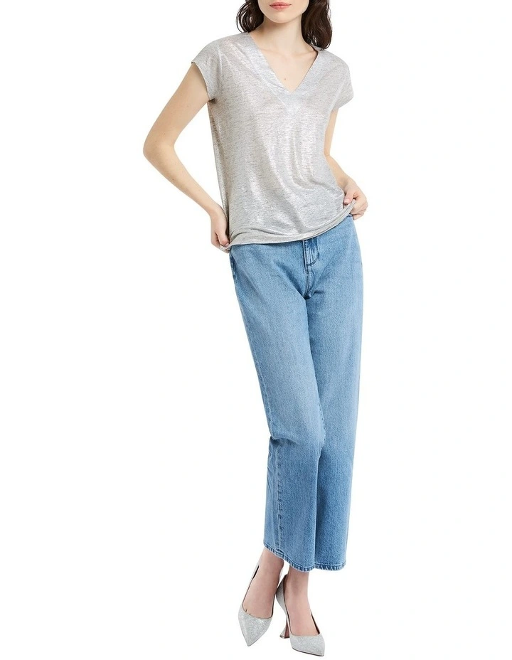 Afterglow Foil Linen Tee in Silver