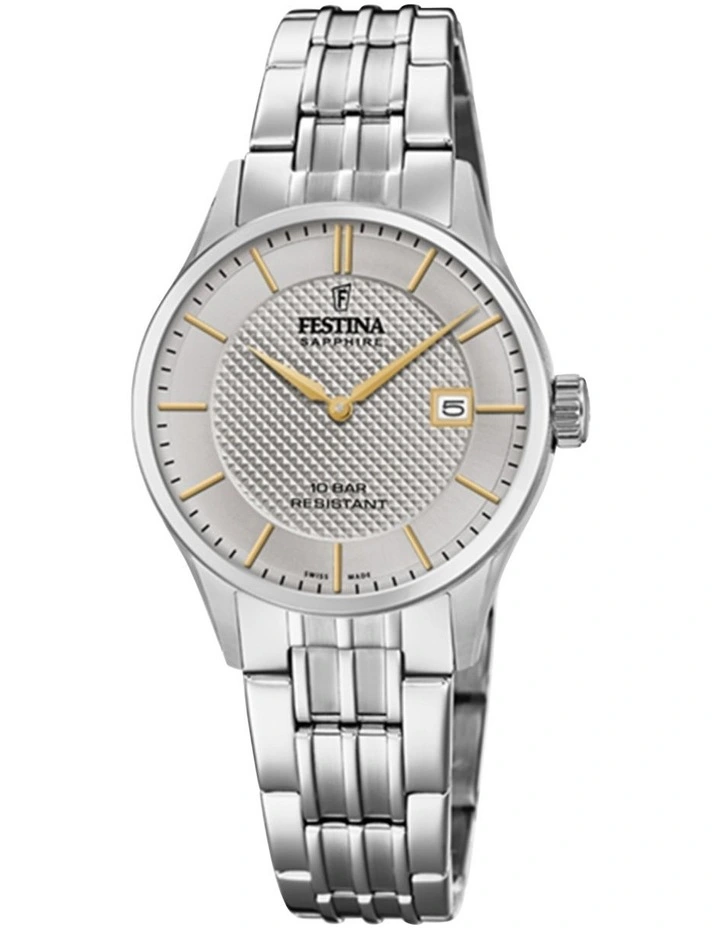 Swiss Stainless Steel Watch in Silver