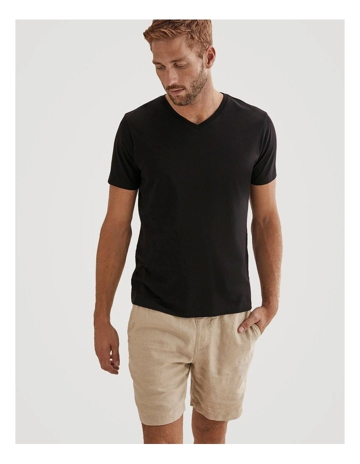 Pima Cotton V-Neck T-shirt in Black