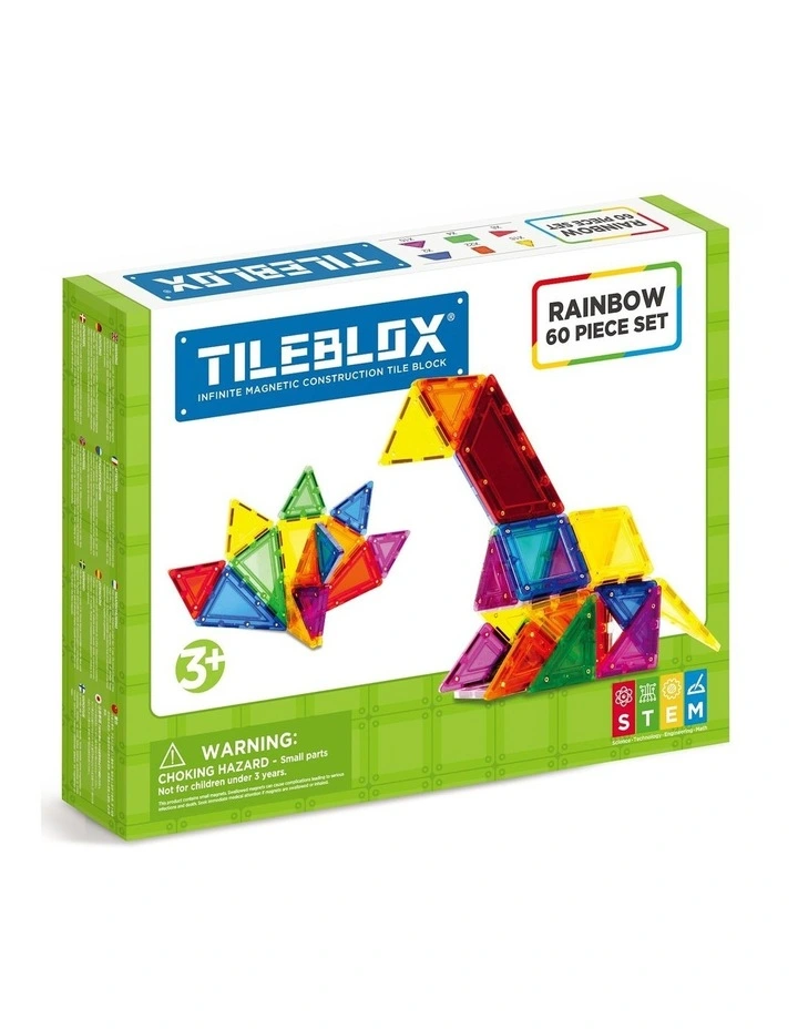Tileblox Magnetic Tiles 60 Piece Set in Rainbow
