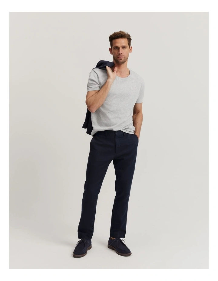 Pima Cotton Crew T-shirt in Light Grey Marle