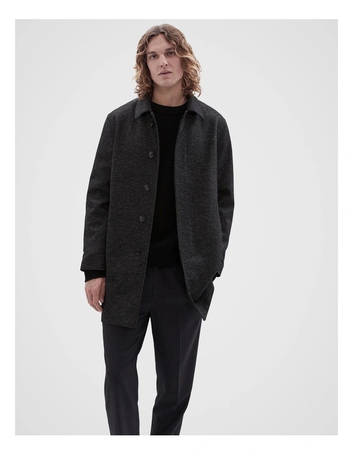 Herringbone Coat in Charcoal
