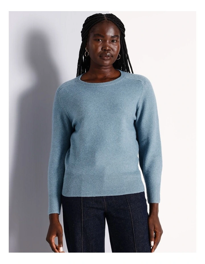 Soft Touch Crew Neck Knit in Teal
