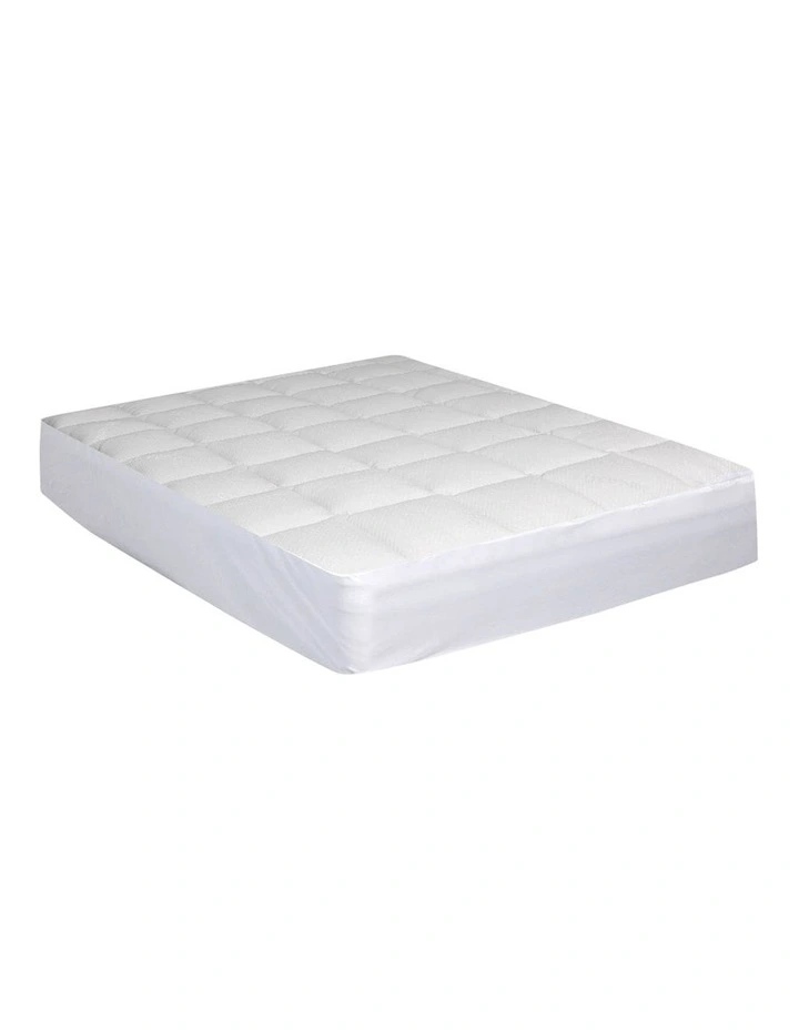 Single Luxury Bamboo Mattress Protector in White