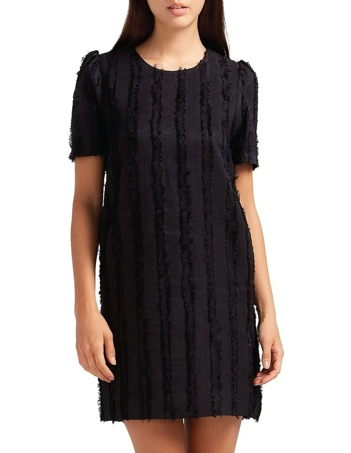 Star Child Textured Mini Dress in Black