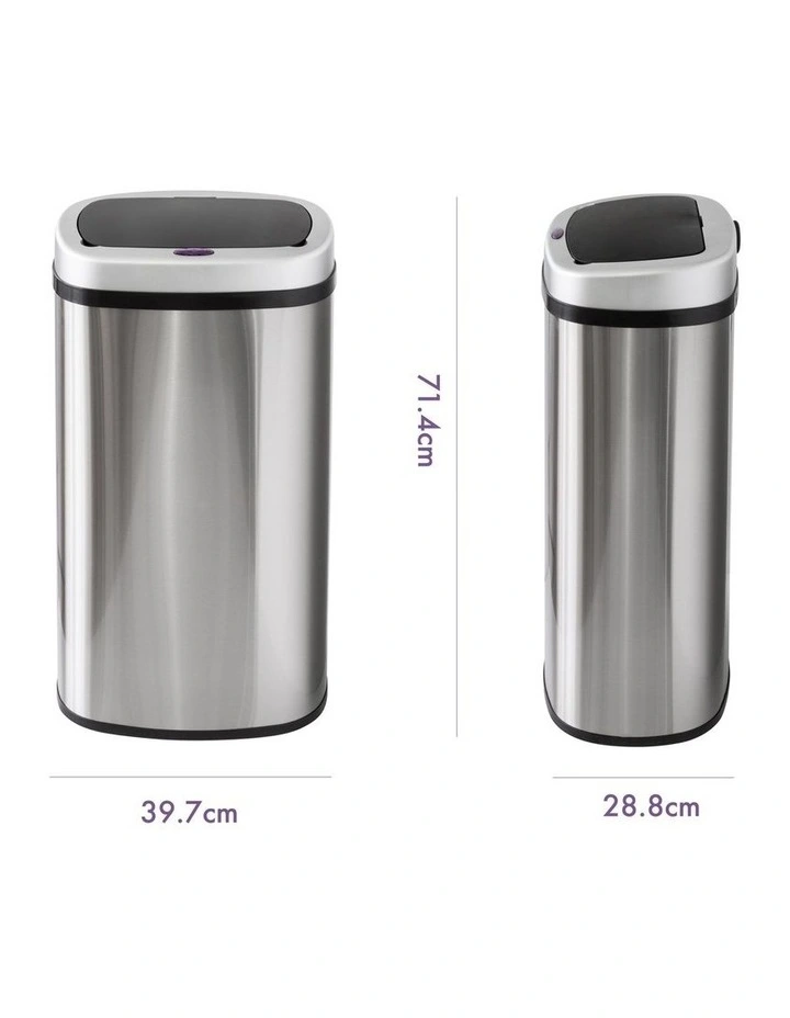 Auto Sensor Trash Bin 60L in Silver