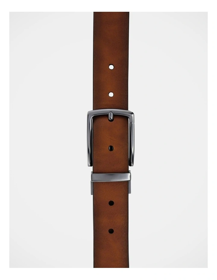 Textured Reversible Belt in Tan/Black