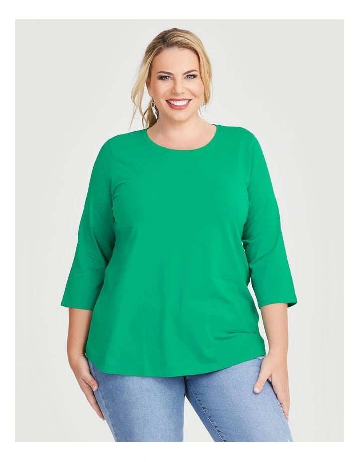 Australian Cotton 3/4 T-shirt in Eden Green