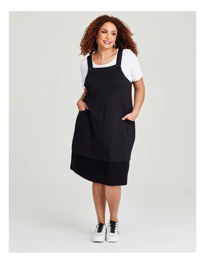 Ponte Everyday Pinafore Dress in Black