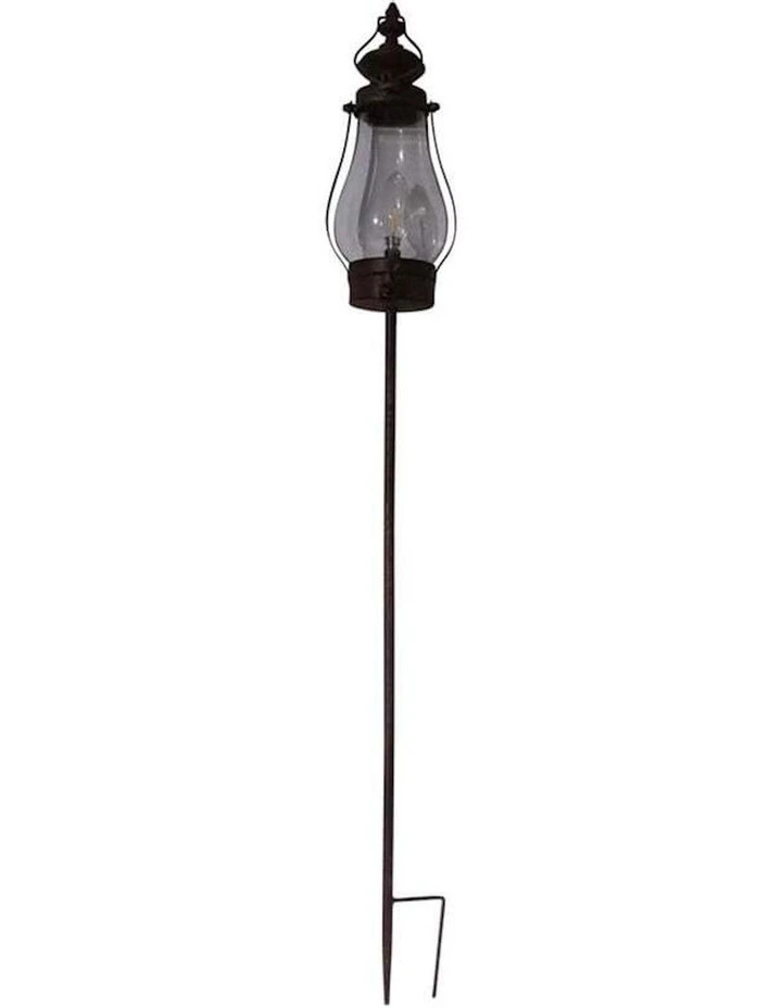 Garden Lantern on Stake With Battery LED Light in Brown