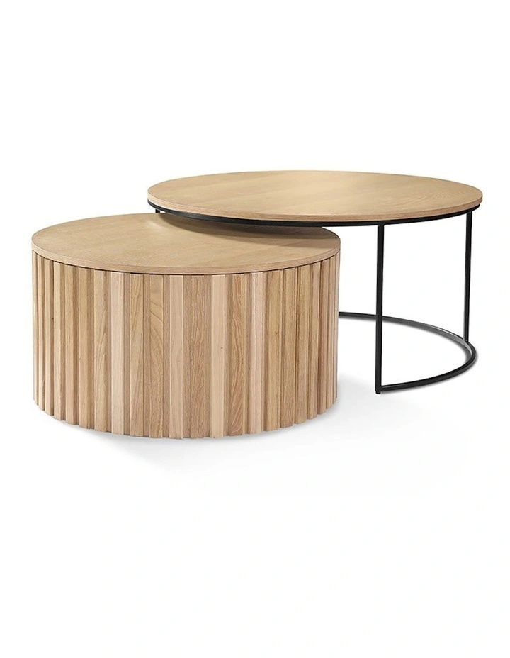 Piper Nest of 2 Round Coffee Table 65-80cm in Natural