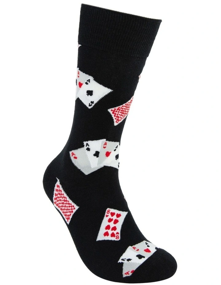Playing Cards Organic Cotton Socks in Black