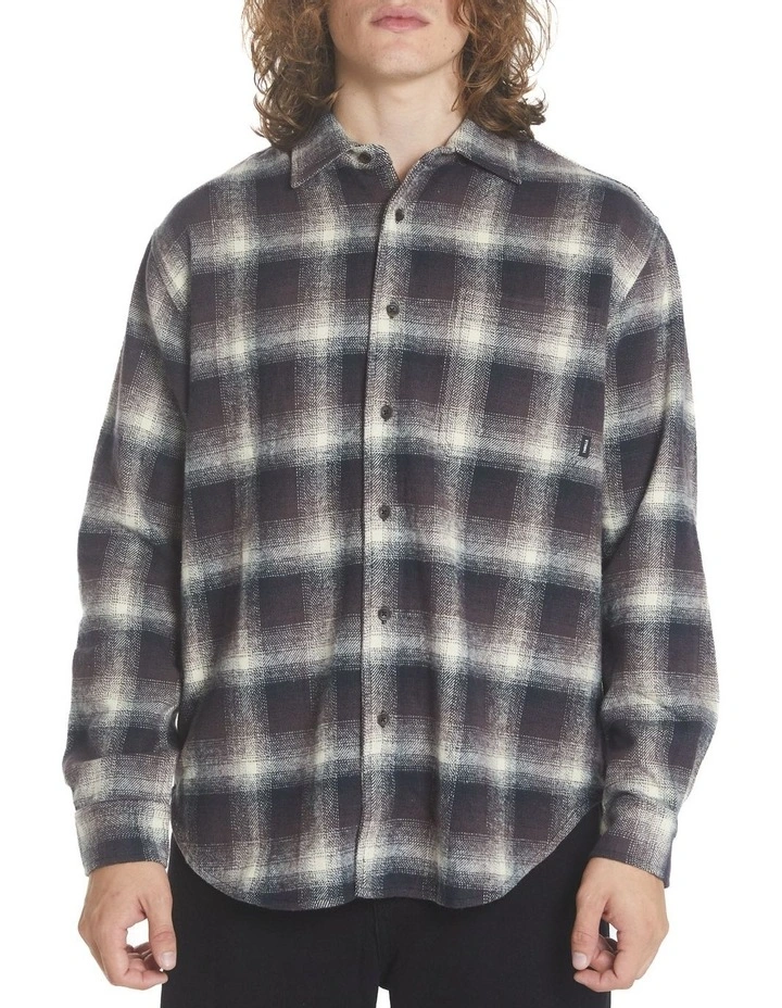 Barrio Long Sleeve Flannel Shirt in Deep Plum