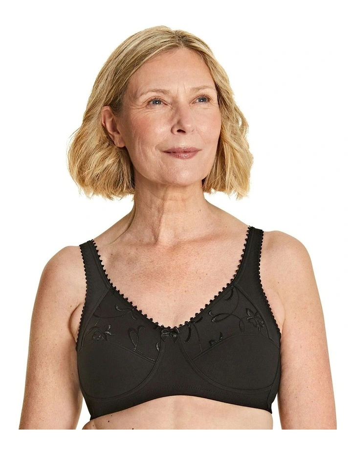 Grace Wirefree Cotton Full Cup Support Bra in Black