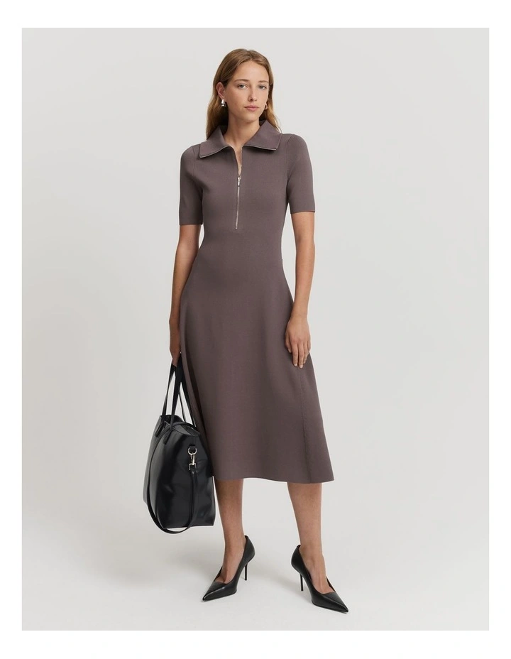 Compact Knit Dress in Truffle