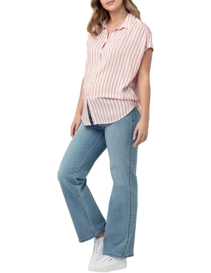 Ada Relaxed Shirt in Terracotta/White