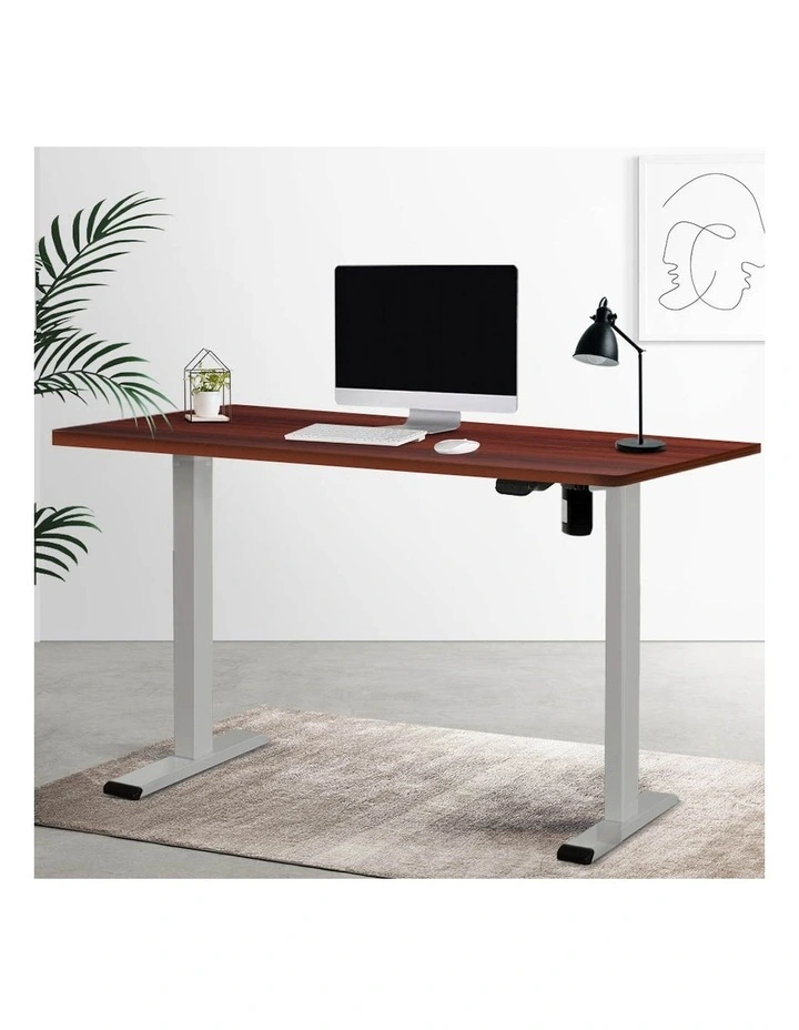 Electric Standing Desk in Grey/Walnut
