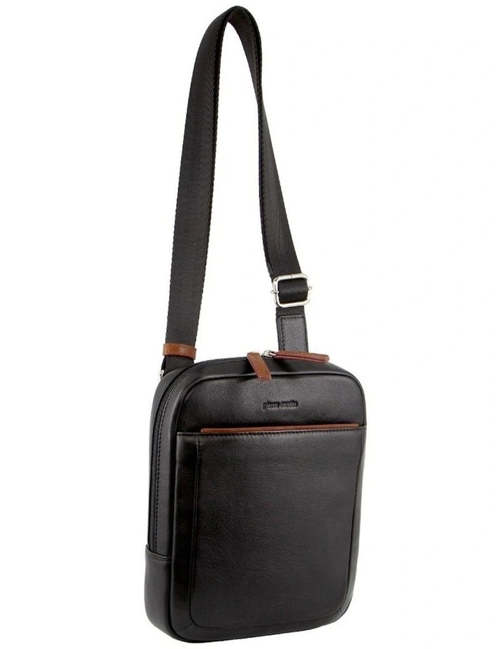 Leather Unisex Cross-Body Bag in Black