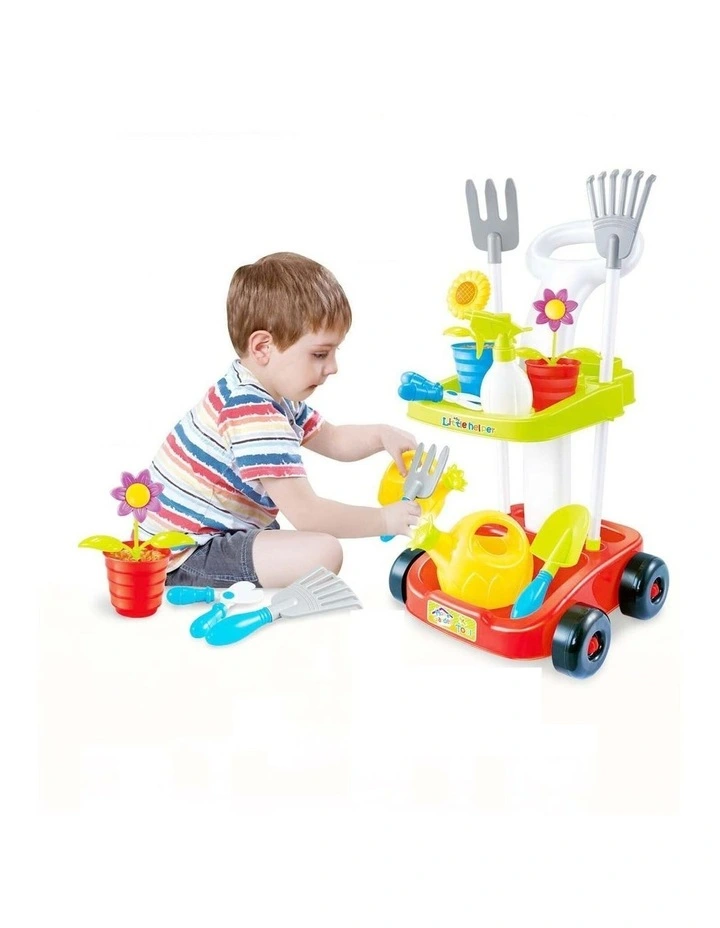 Children's Gardening Trolley Set with Fake Garden Tools