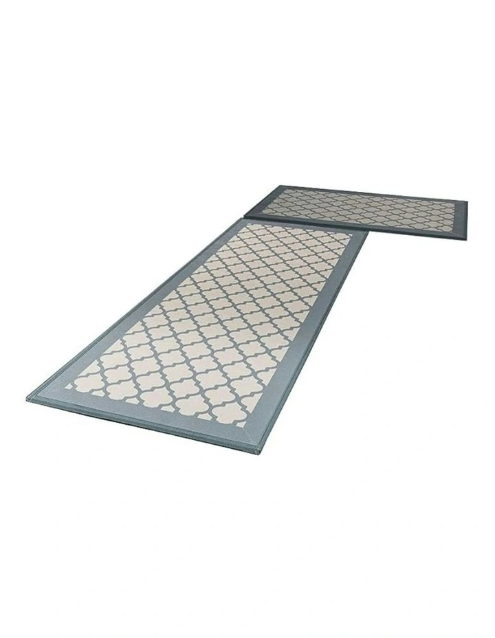 Non-Slip Water Absorbent Washable Kitchen Rug Floor Mat 2 Pieces Set in Grey