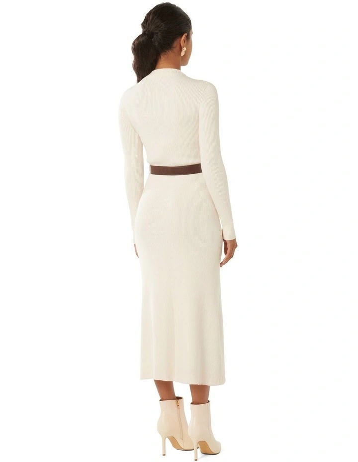 Luisa Belted Dress in Cream