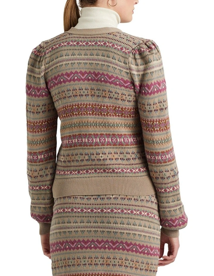 Fair Isle Cotton Blend Cardigan in Multi