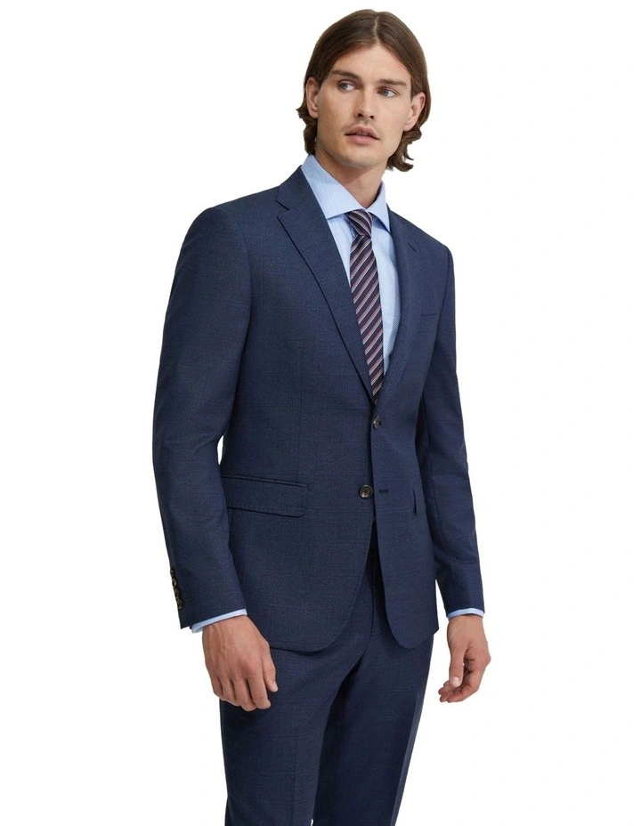 Byron Wool Suit Jacket in Navy Check