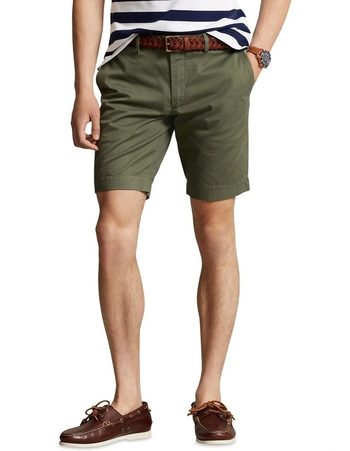 9-Inch Stretch Slim Fit Chino Short in Green