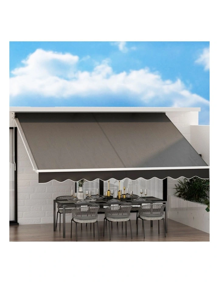 Retractable Folding Arm Awning Manual Sunshade 4Mx3M in Grey
