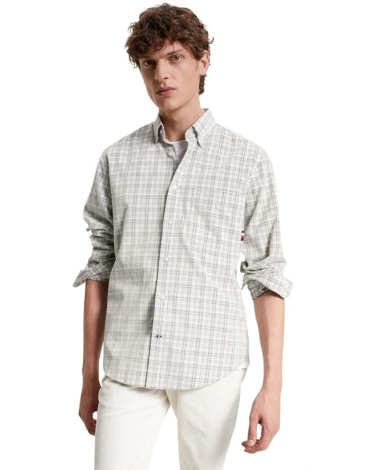Small Corduroy Tartan Long Sleeve Shirt in White