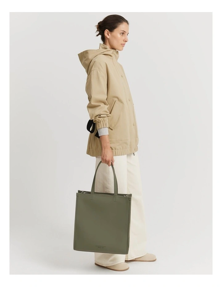 Coated Large Shopper in Hunter Green