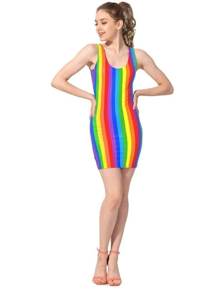 Rainbow Stripe Tank Dress in Multi