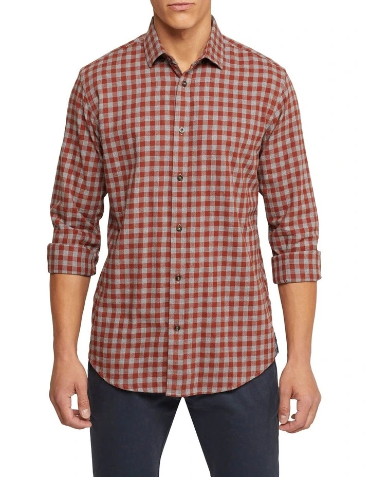Stratton Flannel Check Shirt in Brown