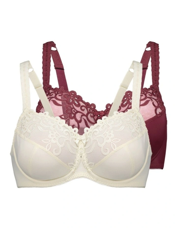 Coral Twin Pack Underwire Bra in Wine Red