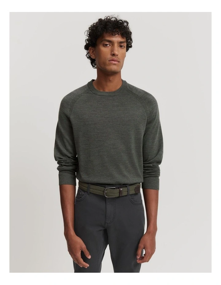 Verified Australian Merino Wool Crew Knit in Slate Green