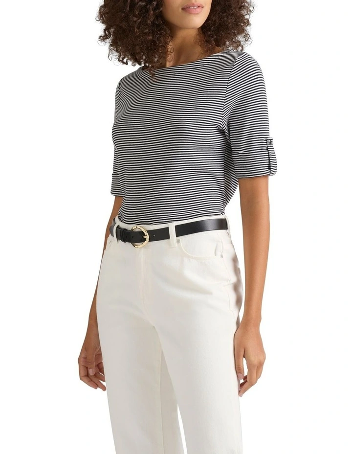 Margie Striped Tee in Ivory Stripe