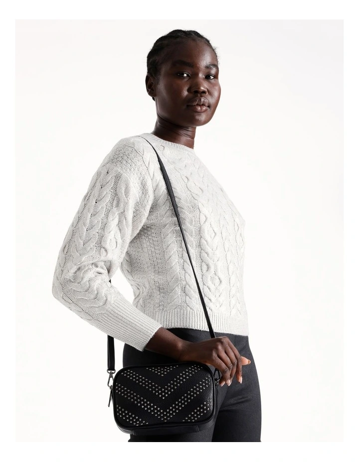 Nat Stud Crossbody Bag in Black