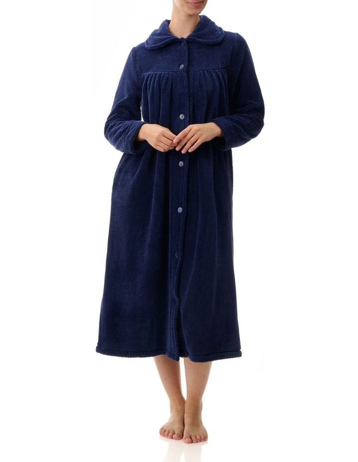 Fleece Button Gown in Blue