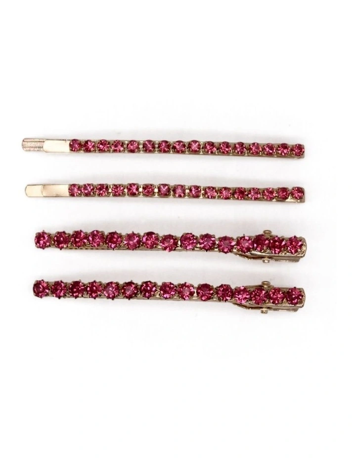 Harlee Hair Clip Set in Hot Pink